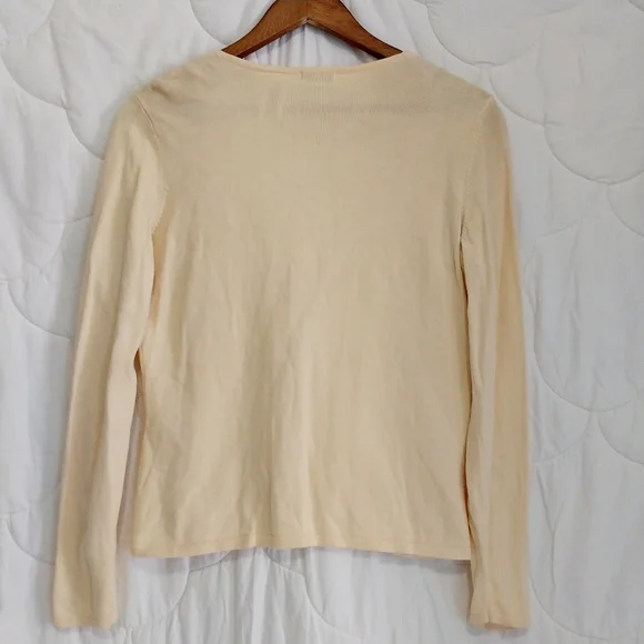 Liz & Co. Women's Size Medium Yellow Embellished Long Sleeve Cardigan - Picture 11 of 11